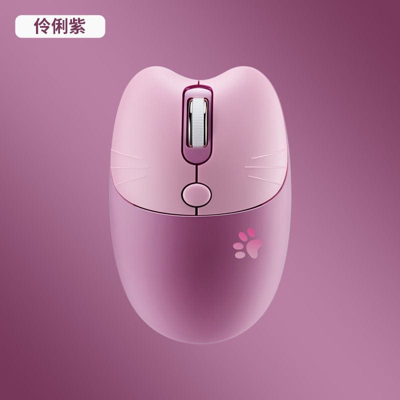 Ergonomic Adorable Wireless Cat Face Computer Mouse compatible with Windows and Mac, featuring optical tracking and included AA battery.
