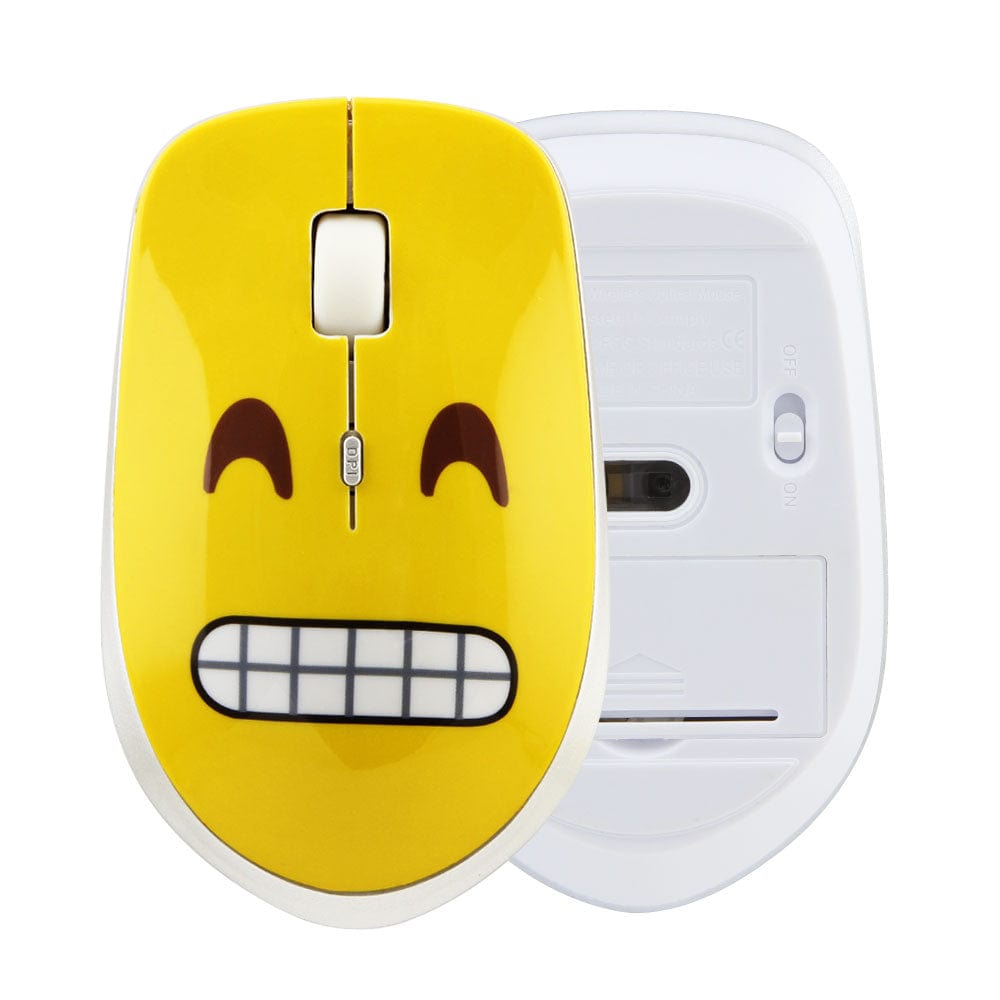 Wireless Emoji Computer Mouse with 1200 DPI, includes an AA battery, compatible with various operating systems.