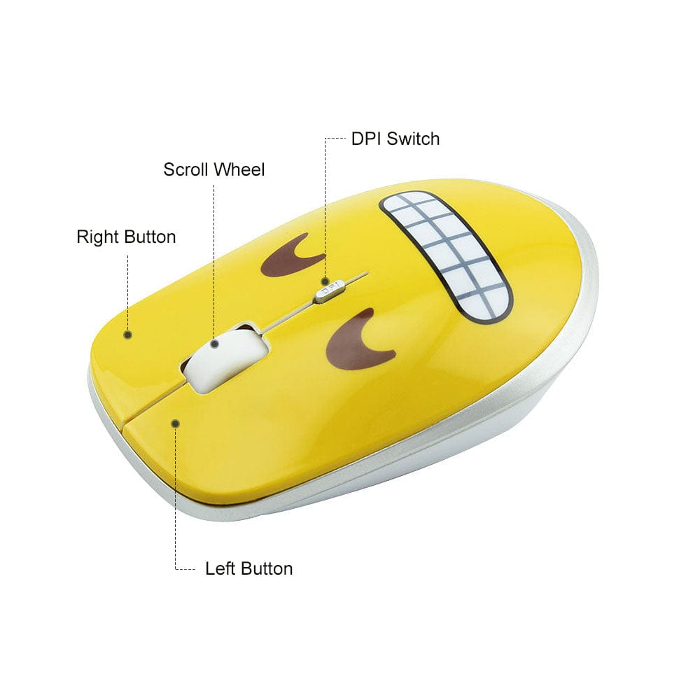 Wireless Emoji Computer Mouse with 1200 DPI, fun design perfect for adding personality to your workspace.