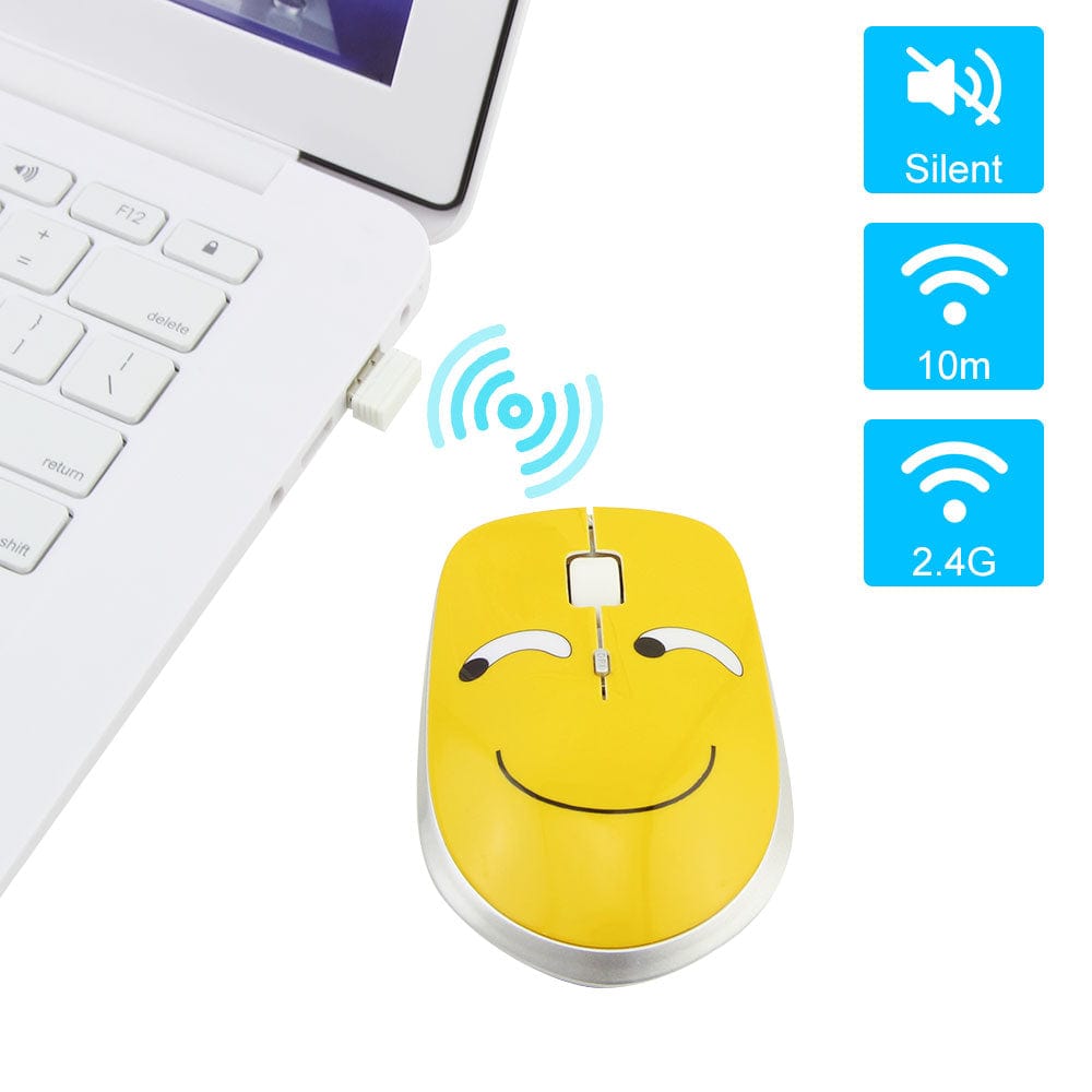 Wireless Emoji Computer Mouse with 1200 DPI, includes an AA battery and designed for comfortable everyday use.