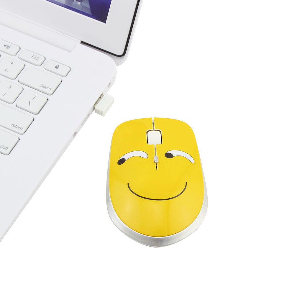 Ergonomic Wireless Emoji Computer Mouse with 1200 DPI and USB connectivity, showcasing vibrant emoji characters for a playful touch.