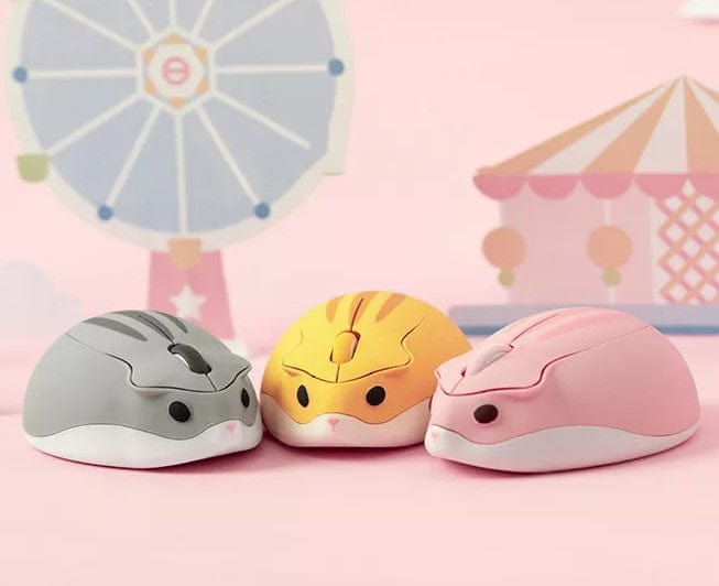 Close-up of the Adorable Wireless Hamster Computer Mouse for Windows, Mac, Linux & Chromebook - battery included, showcasing its ergonomic shape and vibrant colours.