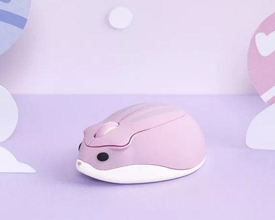 Adorable Wireless Hamster Computer Mouse for Windows, Mac, Linux & Chromebook - battery included, featuring a cute round design with stripes and big eyes.
