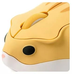 Wireless hamster-shaped computer mouse compatible with Windows, Mac, Linux & Chromebook, including battery for immediate use.