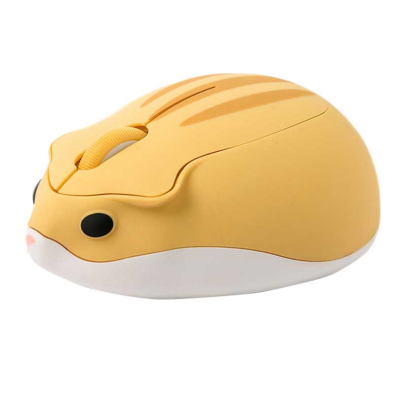 Close-up of the Adorable Wireless Hamster Computer Mouse for Windows, Mac, Linux & Chromebook - Battery Included, highlighting its big eyes and stripes.