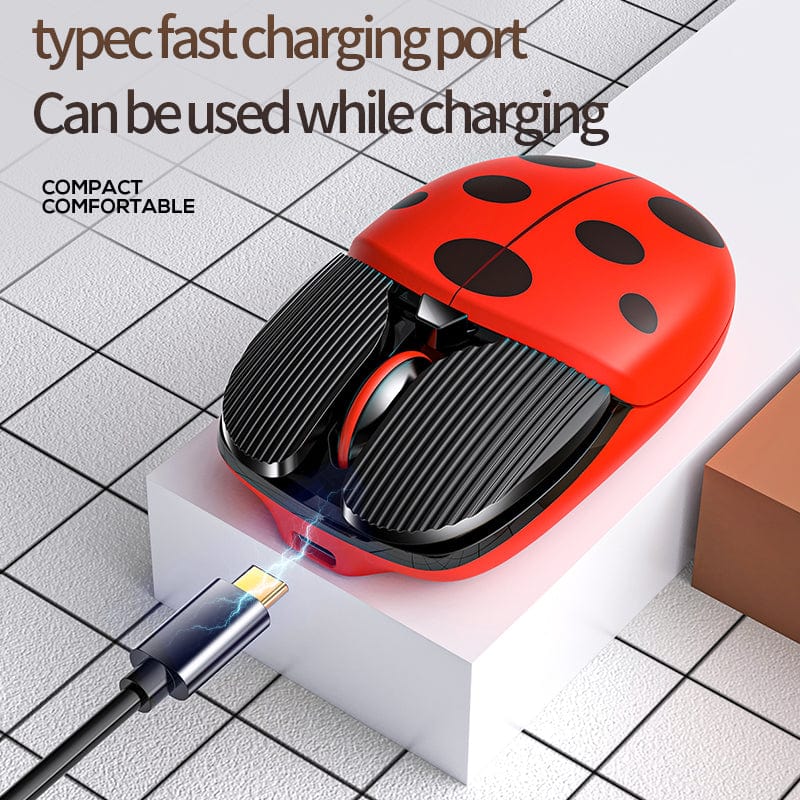 Fun Rechargeable Wireless Ladybird Mouse showcasing a vibrant mini optical design, perfect for Windows, Mac, and Linux users.