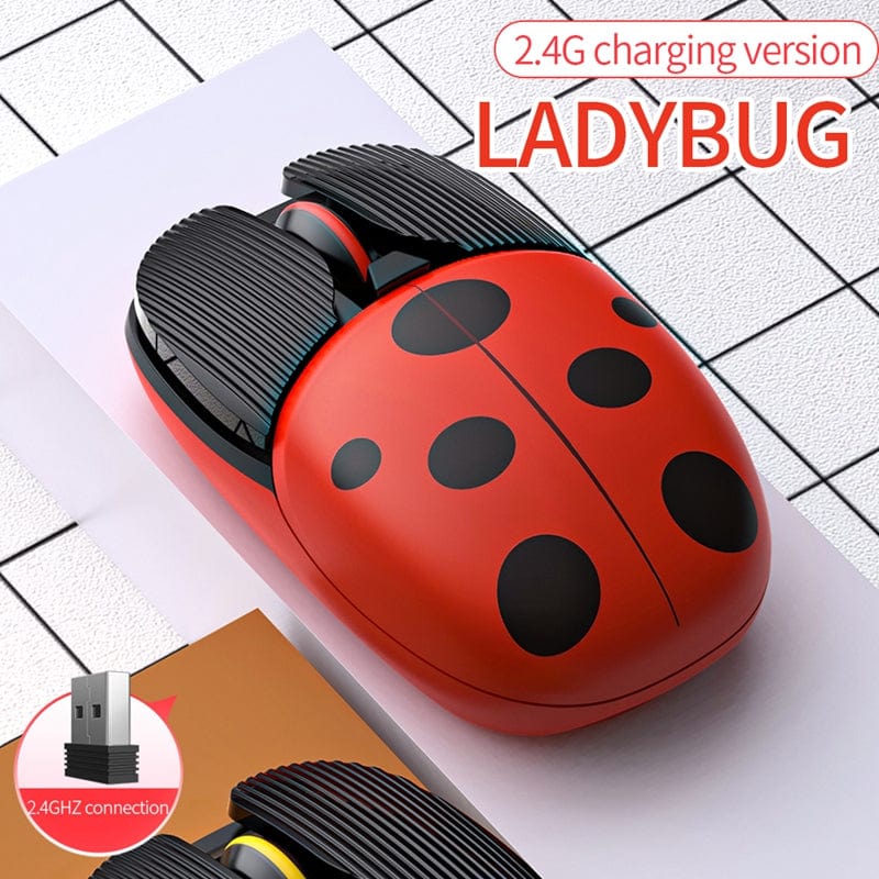 Fun Rechargeable Wireless Ladybird Mouse - Mini Optical Design perfect for Windows, Mac, and Linux