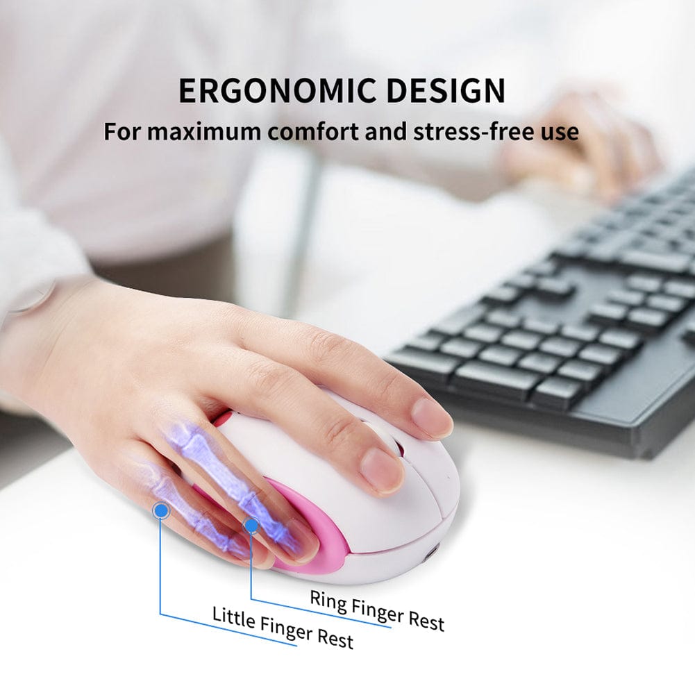 Adorable fully rechargeable optical mouse designed for Windows, Mac, Linux & Chromebook, showcasing a fun and ergonomic shape.
