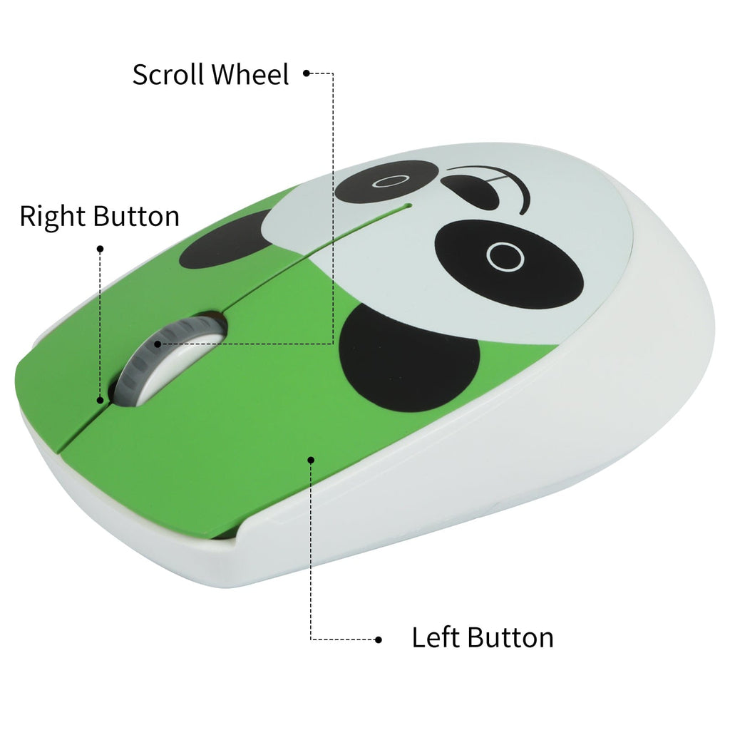 Adorable Wireless Panda Face Computer Mouse with USB connector, compatible with various operating systems.