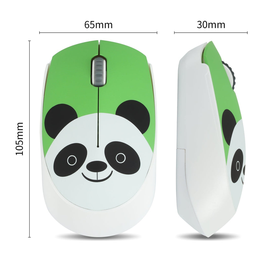 Close-up view of the Adorable Wireless Panda Face Computer Mouse, featuring its fluffy black and white panda face.