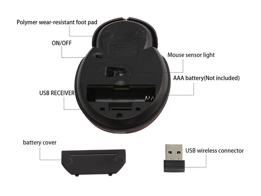 Close-up of the Cute Wireless Ladybird Computer Mouse with 1200 DPI, showcasing its vibrant design and ergonomic shape for comfortable use.