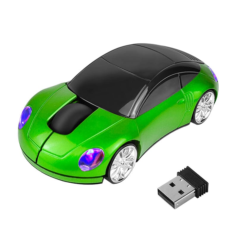 Colourful Wireless Sports Car Mouse, ergonomic design for right-handed users, 1000 DPI.
