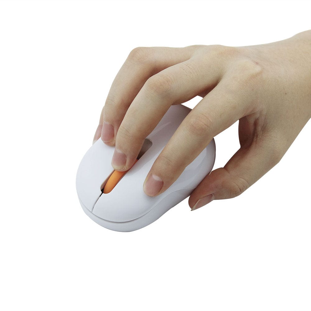 Mini Wireless Mouse with a bushy fox tail, ideal for both right and left-handed users, offering compatibility with Windows, Mac, and Linux platforms.