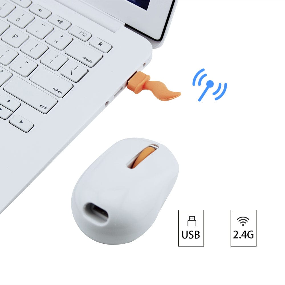 Ergonomic Fun Wireless Tail Computer Mouse designed for comfort, featuring a playful curly pig tail, easily connects via USB.