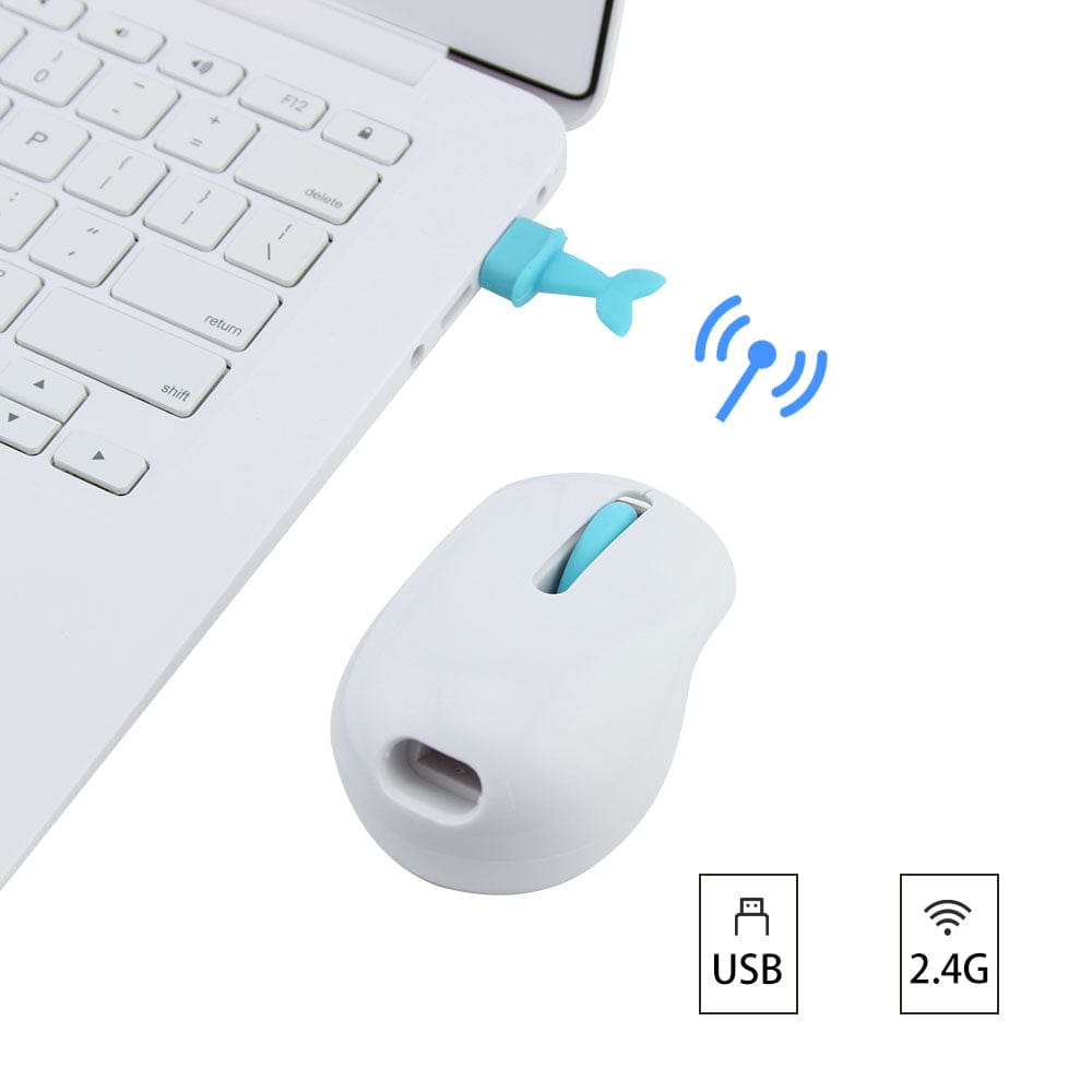 Compact and cute Fun Wireless Computer Mouse with a curly pig tail design, great for gifting and adding humour to your work environment.