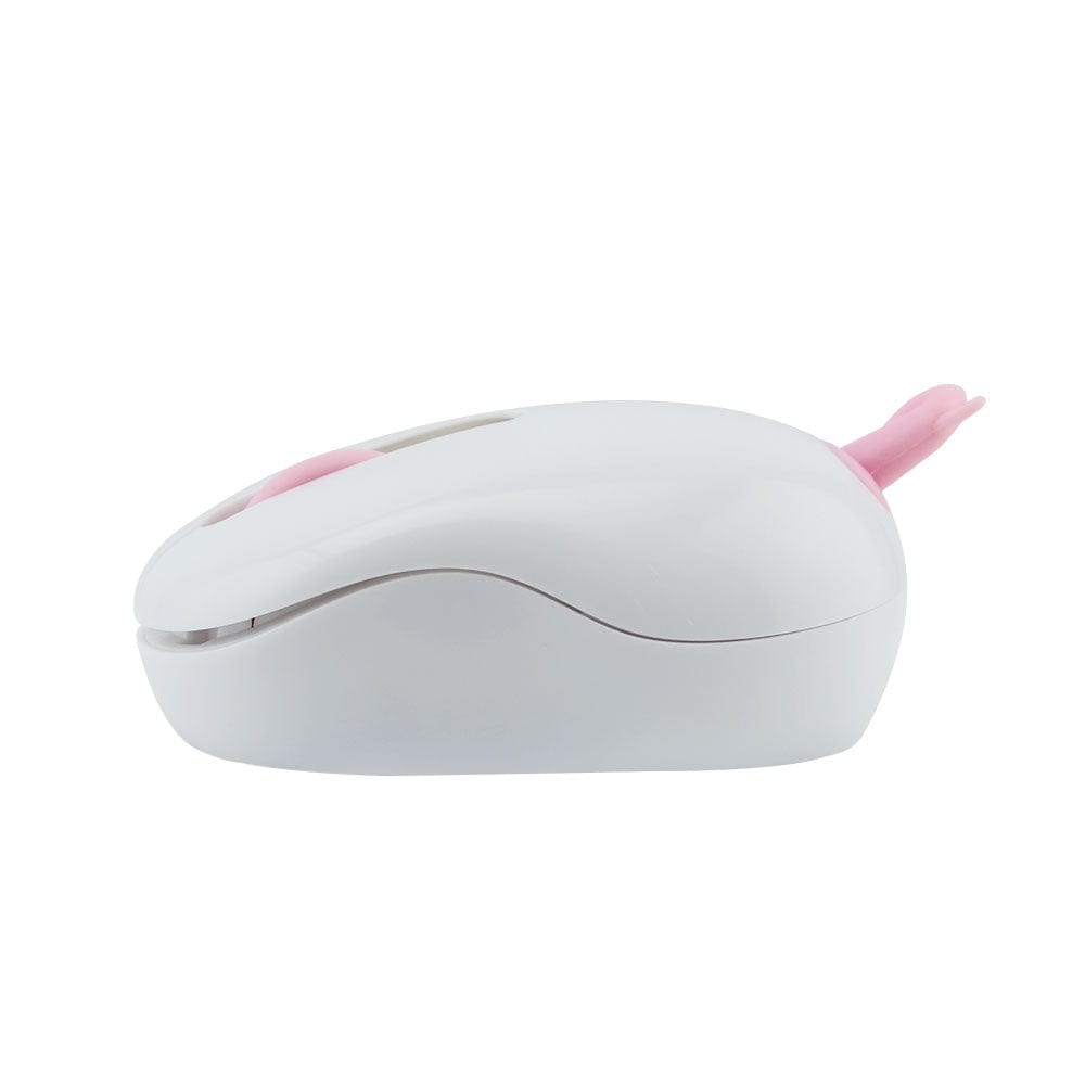 Close-up of Fun Wireless Tail Computer Mouse, featuring a curly pig tail, compatible with multiple operating systems.