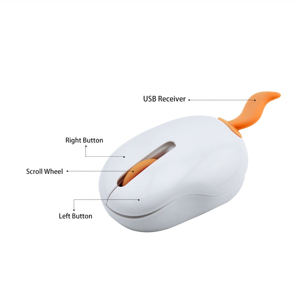 Unique Fun Wireless Tail Computer Mouse with Bushy Fox Tail, ideal for a quirky office desk setup, compatible with multiple operating systems.