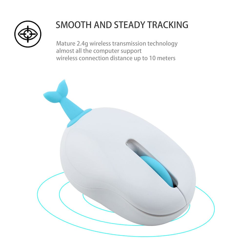 Person smiling while using the Fun Wireless Tail Computer Mouse with Curly Pig Tail, demonstrating its fun and playful appearance.