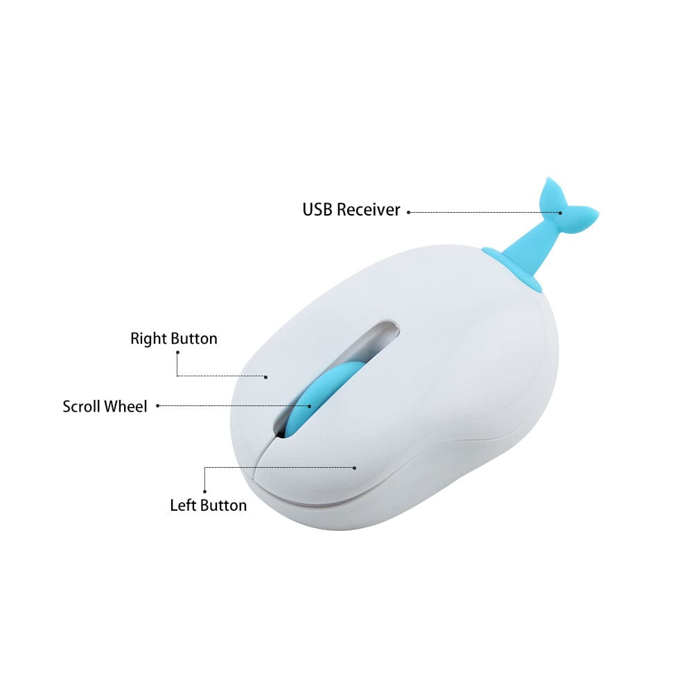 Close-up of the Fun Wireless Tail Computer Mouse features, highlighting the ergonomic design and USB connectivity for easy use.