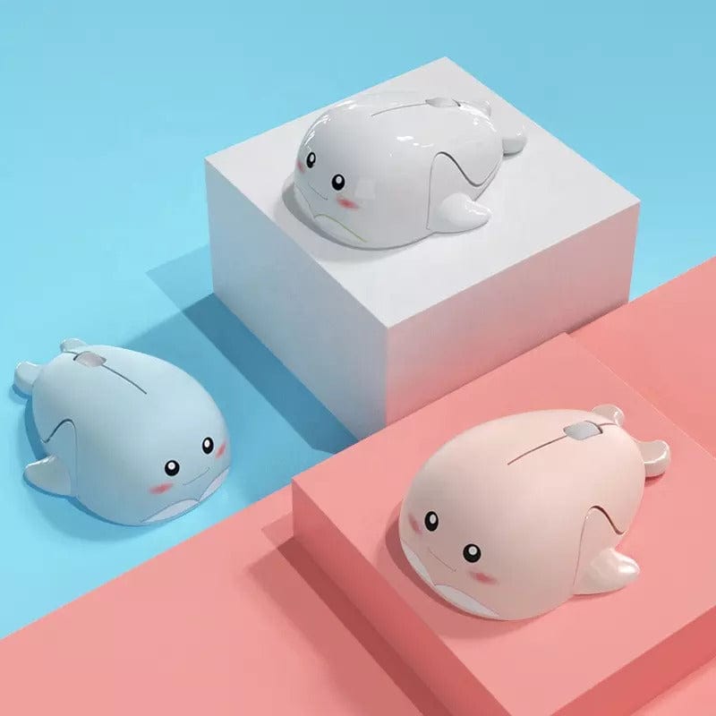 Wireless Whale Computer Mouse in white colour on a laptop - Fully Rechargeable, Ergonomic Design, Multi-OS Compatible from MouseShopUK.