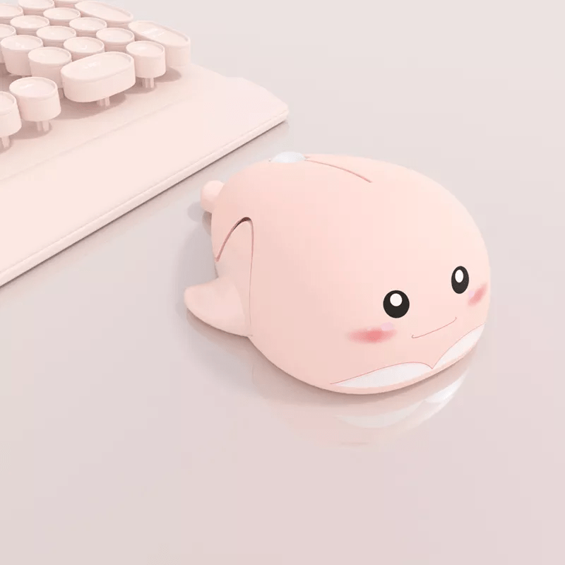 Close-up of Wireless Whale Computer Mouse showing ergonomic design and USB dongle storage - Fully Rechargeable, Multi-OS Compatible by MouseShopUK.